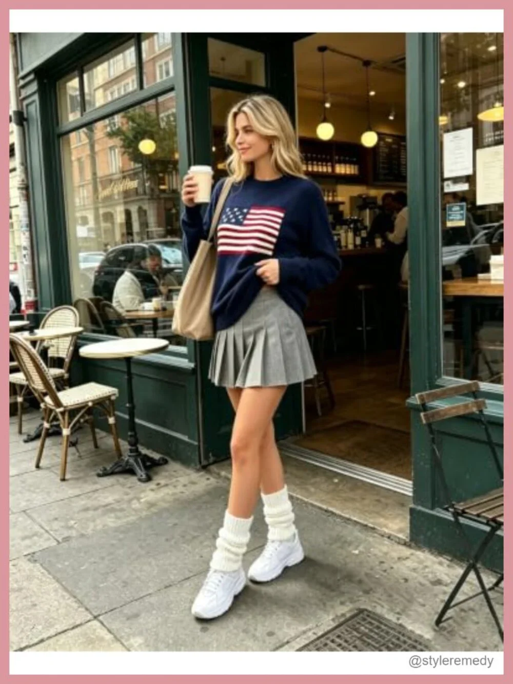 Womens American Flag Knit Sweater Long Sleeve Crew Neck Pullover Patriotic USA